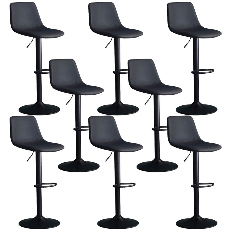 Modern Style Adjustable Backrest Counter Stool with Leather Cushion and Metal Base
