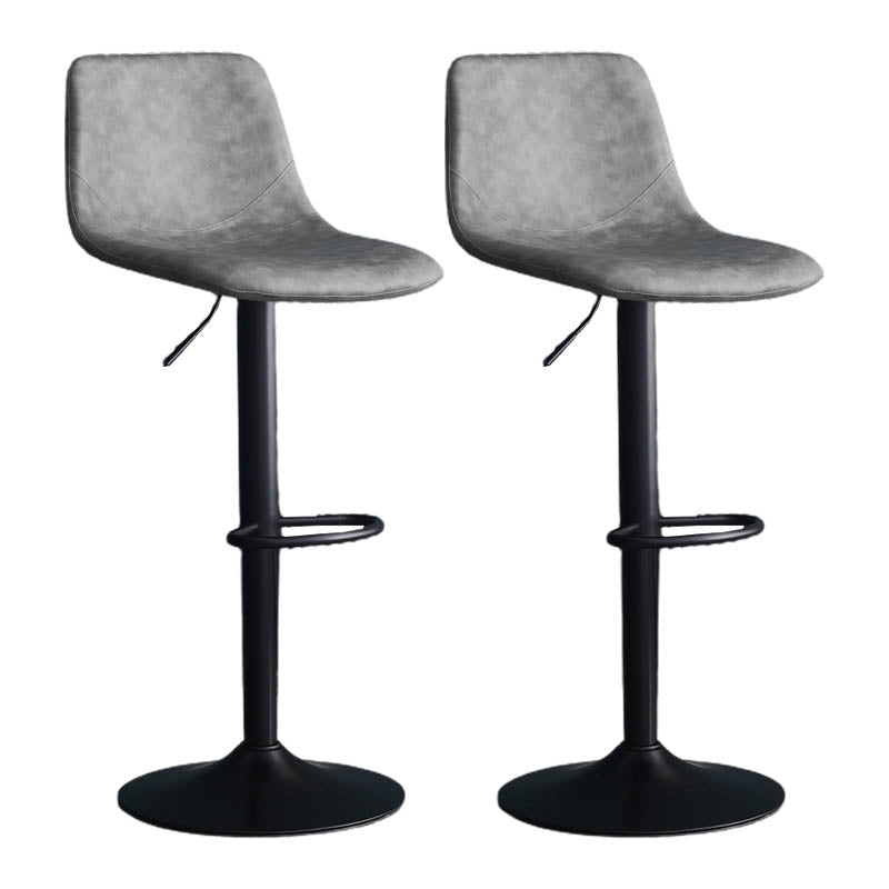 Modern Style Adjustable Backrest Counter Stool with Leather Cushion and Metal Base