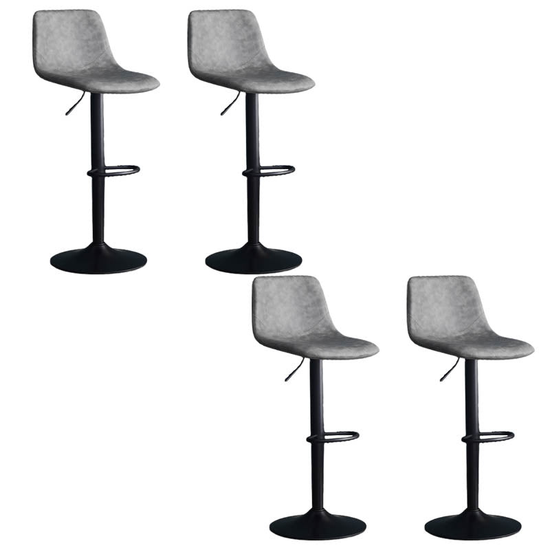 Modern Style Adjustable Backrest Counter Stool with Leather Cushion and Metal Base