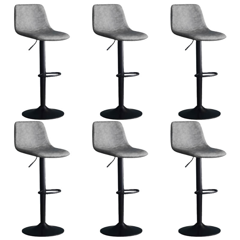 Modern Style Adjustable Backrest Counter Stool with Leather Cushion and Metal Base