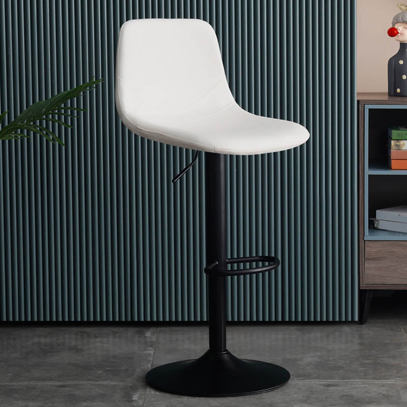 Modern Style Adjustable Backrest Counter Stool with Leather Cushion and Metal Base