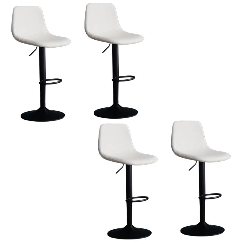 Modern Style Adjustable Backrest Counter Stool with Leather Cushion and Metal Base