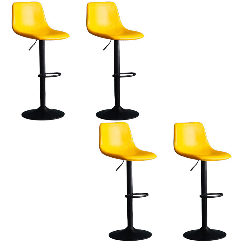 Modern Style Adjustable Backrest Counter Stool with Leather Cushion and Metal Base