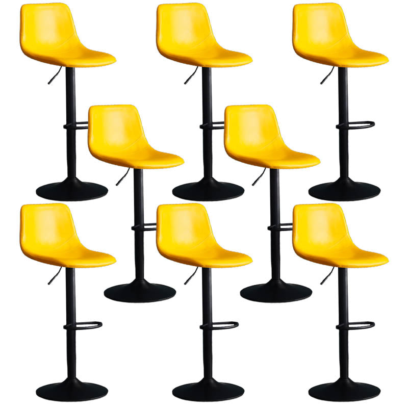 Modern Style Adjustable Backrest Counter Stool with Leather Cushion and Metal Base