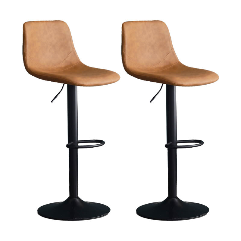 Modern Style Adjustable Backrest Counter Stool with Leather Cushion and Metal Base