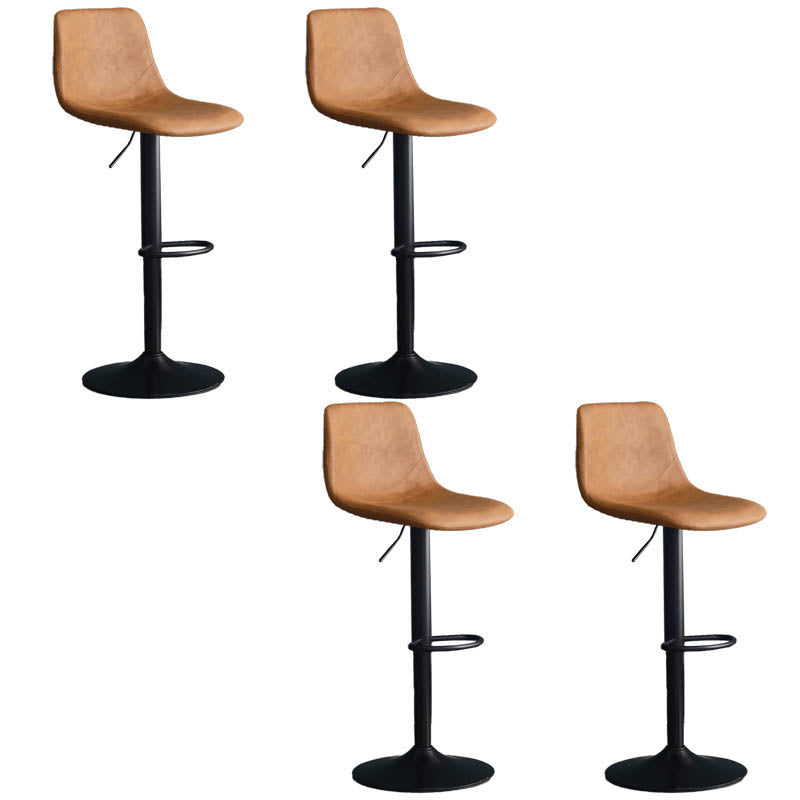 Modern Style Adjustable Backrest Counter Stool with Leather Cushion and Metal Base