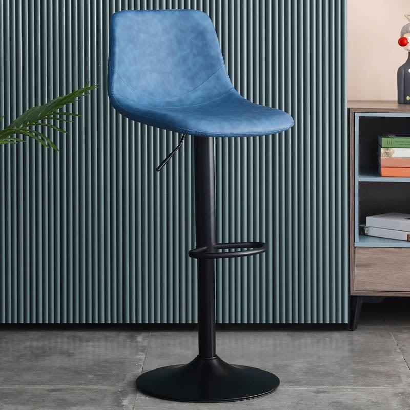 Modern Style Adjustable Backrest Counter Stool with Leather Cushion and Metal Base