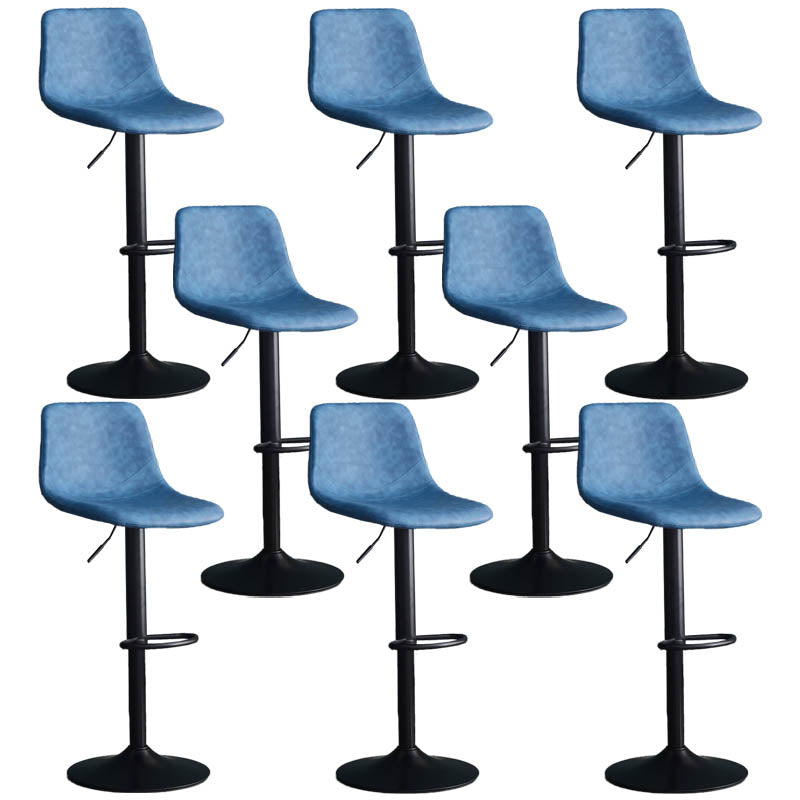 Modern Style Adjustable Backrest Counter Stool with Leather Cushion and Metal Base