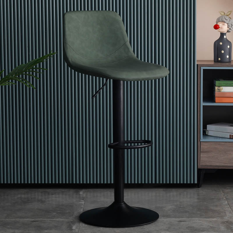 Modern Style Adjustable Backrest Counter Stool with Leather Cushion and Metal Base