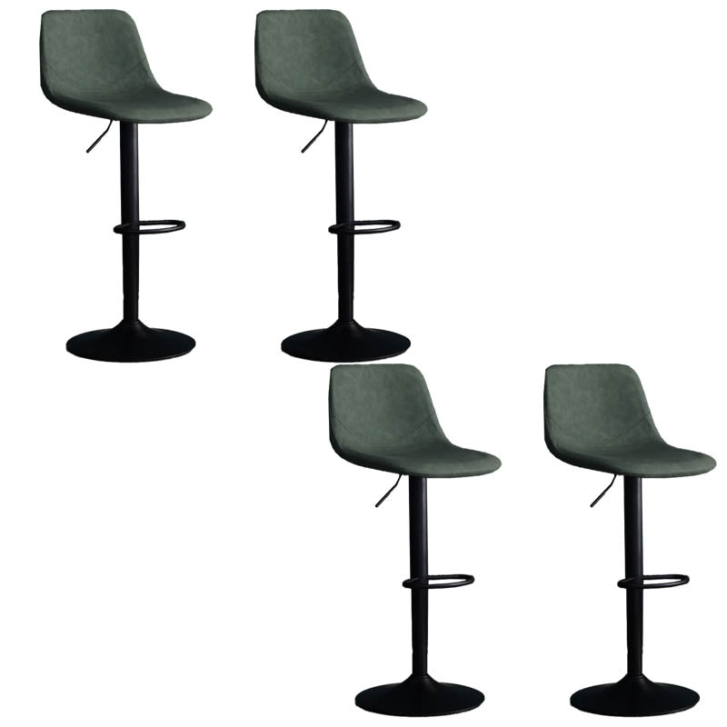 Modern Style Adjustable Backrest Counter Stool with Leather Cushion and Metal Base