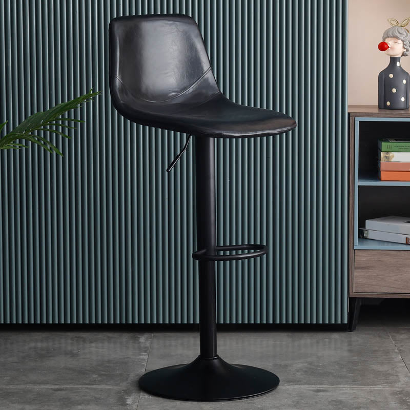 Modern Style Adjustable Backrest Counter Stool with Leather Cushion and Metal Base