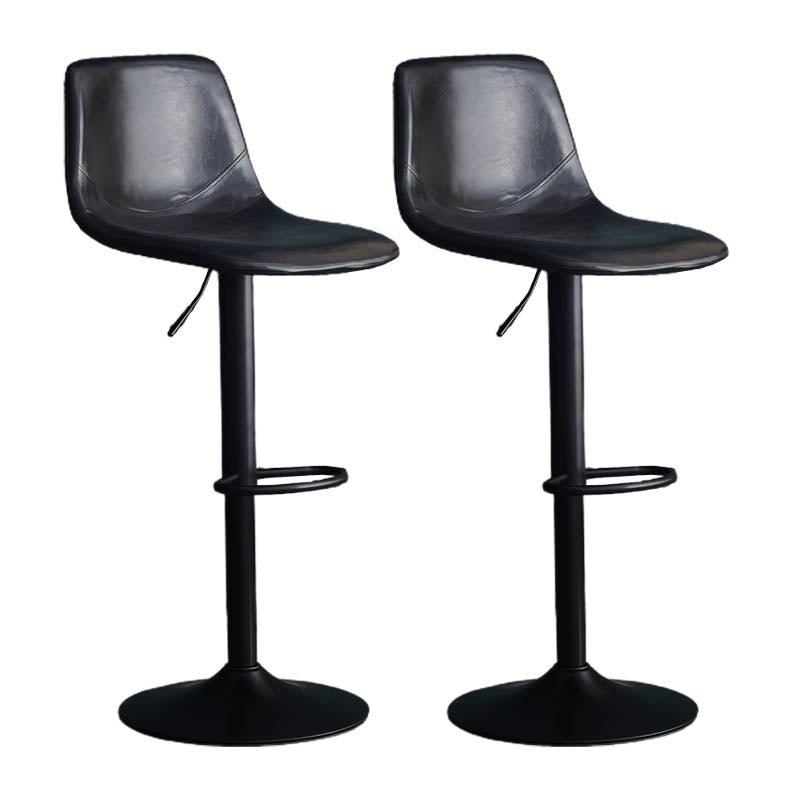 Modern Style Adjustable Backrest Counter Stool with Leather Cushion and Metal Base