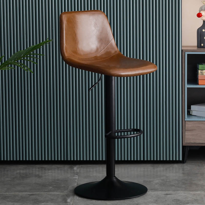 Modern Style Adjustable Backrest Counter Stool with Leather Cushion and Metal Base