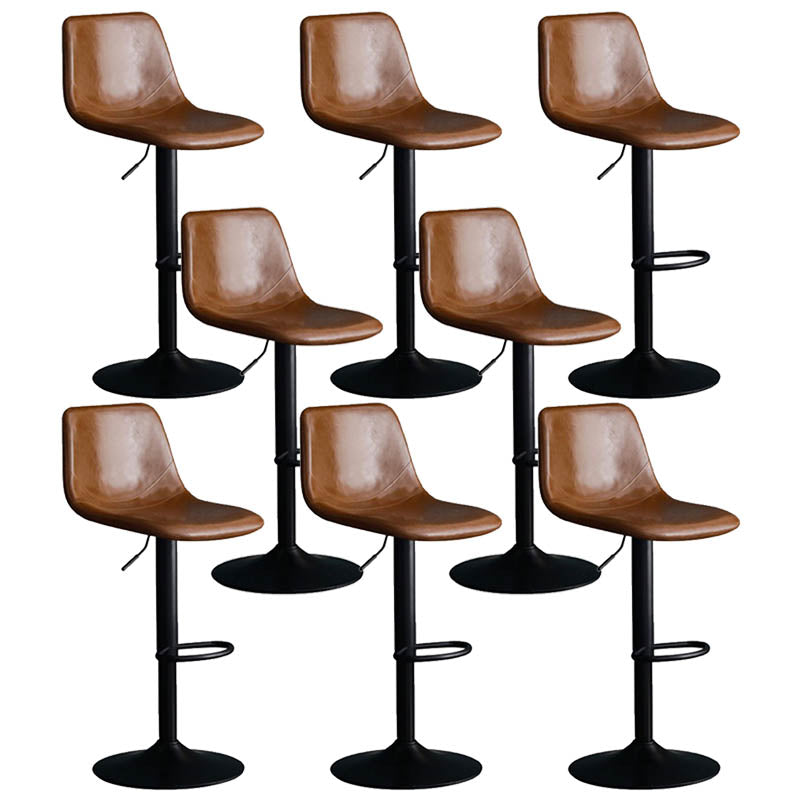 Modern Style Adjustable Backrest Counter Stool with Leather Cushion and Metal Base