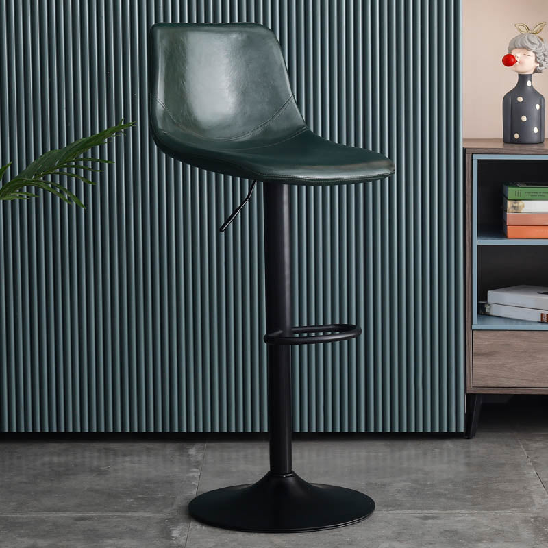Modern Style Adjustable Backrest Counter Stool with Leather Cushion and Metal Base