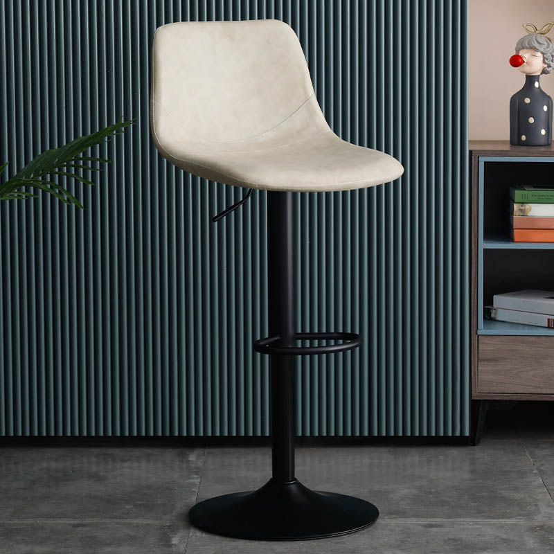 Modern Style Adjustable Backrest Counter Stool with Leather Cushion and Metal Base