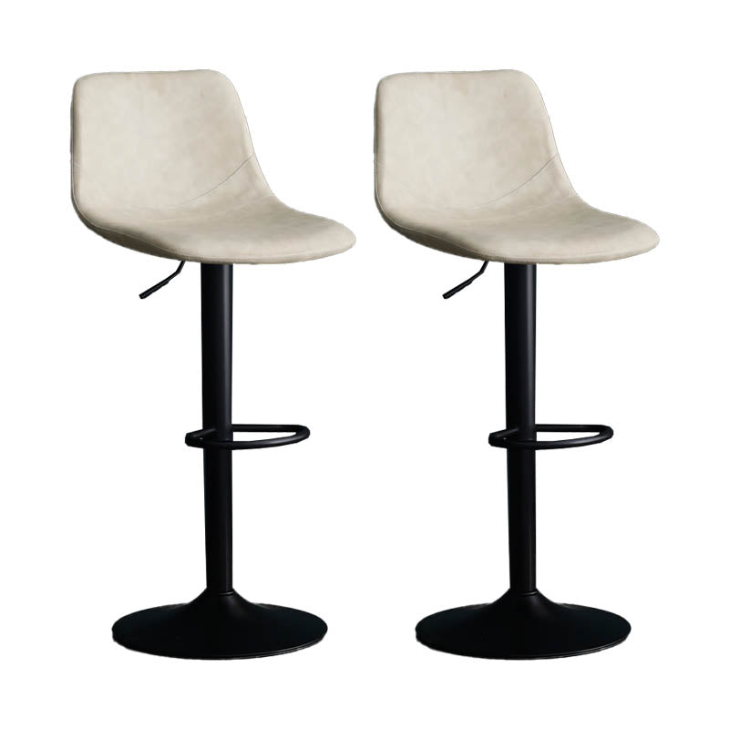 Modern Style Adjustable Backrest Counter Stool with Leather Cushion and Metal Base