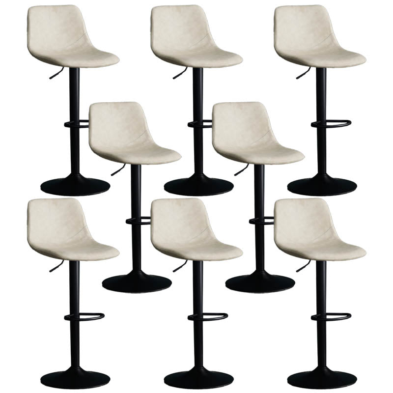 Modern Style Adjustable Backrest Counter Stool with Leather Cushion and Metal Base