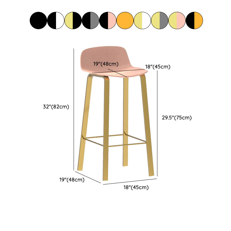Contemporary Indoor Low Back Armless Bar Stools with Metal Legs
