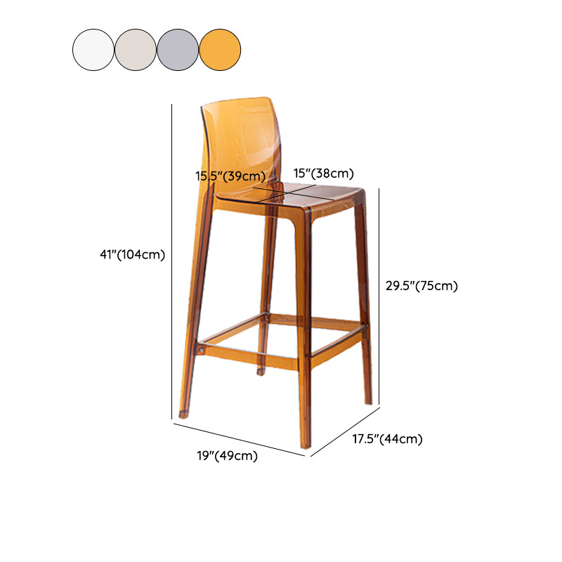 Contemporary Acrylic Low Back Armless Bar Stools with Footrest