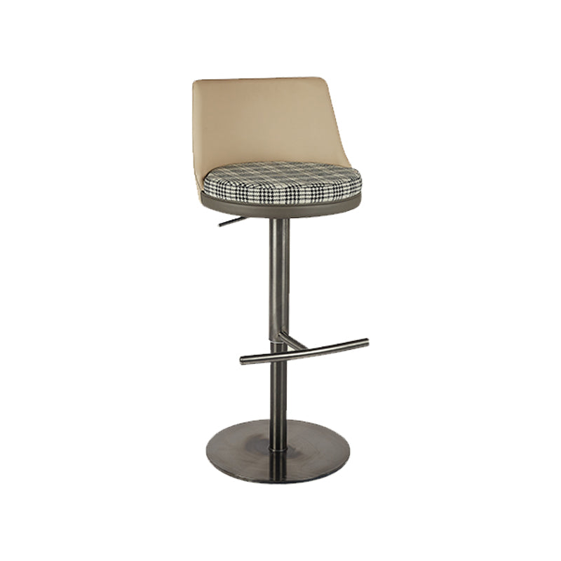 Modern Style Adjustable Armless Counter Stool with Leather Cushion