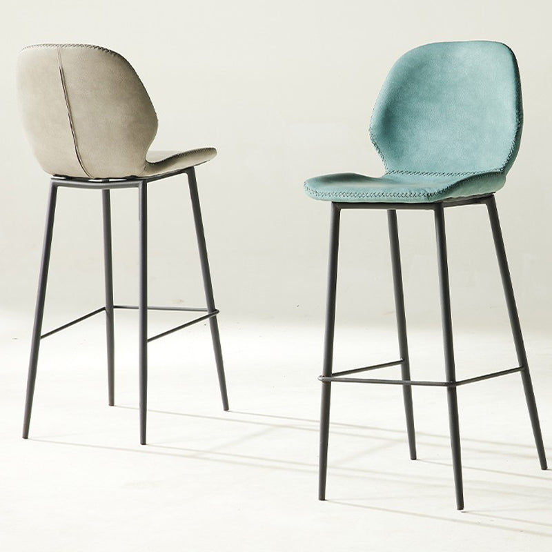 Modern Style Backrest Counter High Stool with Leather Cushion