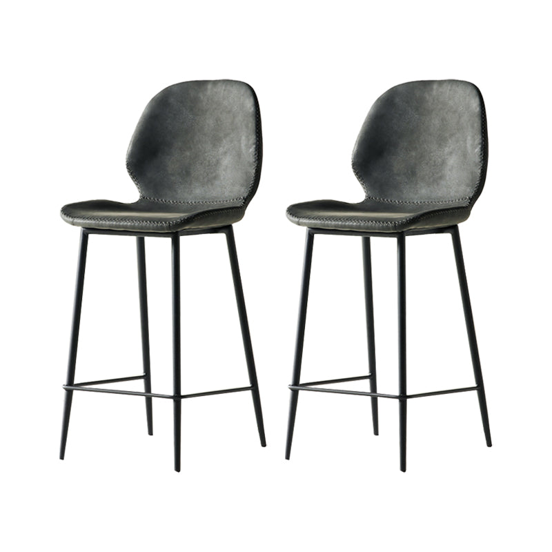 Modern Style Backrest Counter High Stool with Leather Cushion