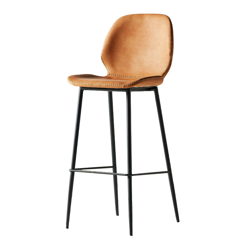 Modern Style Backrest Counter High Stool with Leather Cushion