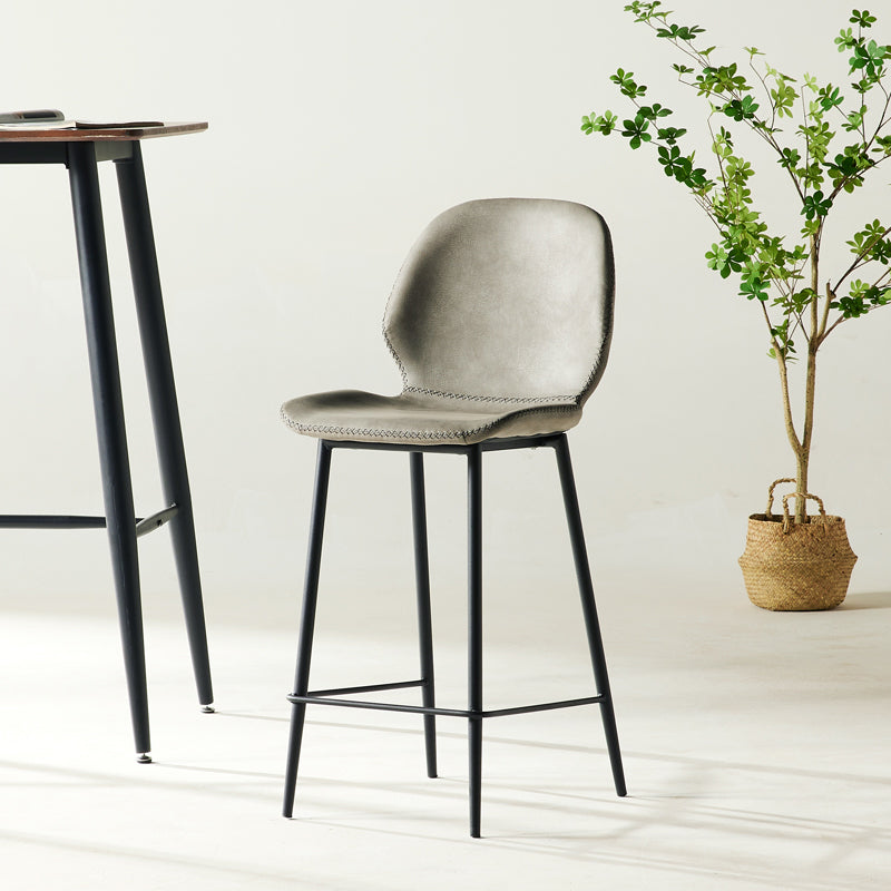 Modern Style Backrest Counter High Stool with Leather Cushion