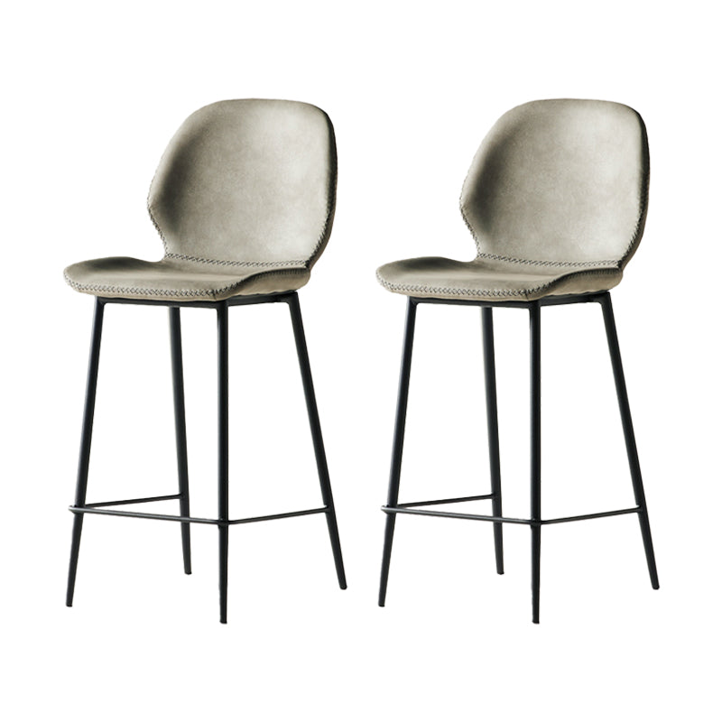 Modern Style Backrest Counter High Stool with Leather Cushion