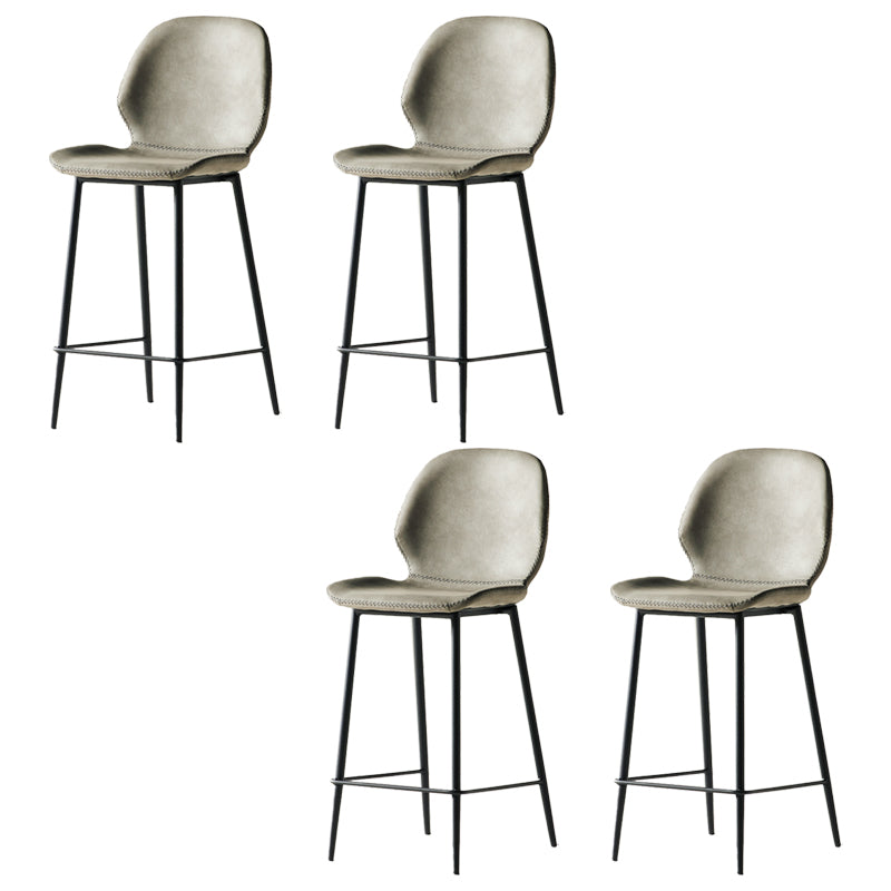 Modern Style Backrest Counter High Stool with Leather Cushion