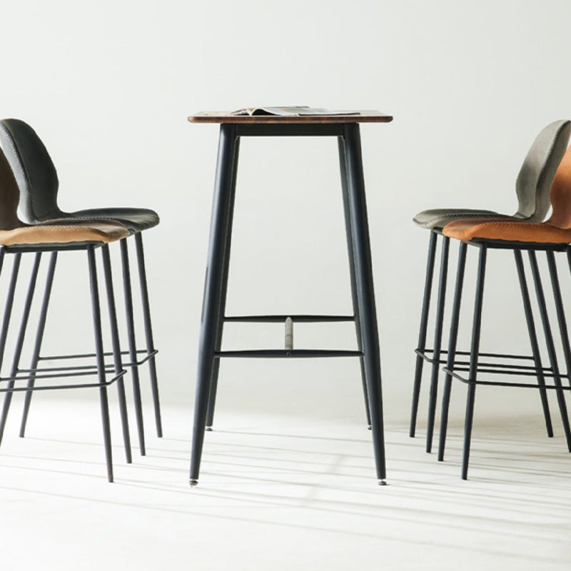 Modern Style Backrest Counter High Stool with Leather Cushion