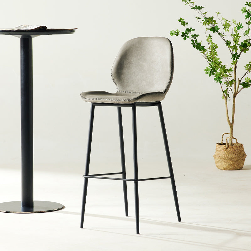 Modern Style Backrest Counter High Stool with Leather Cushion