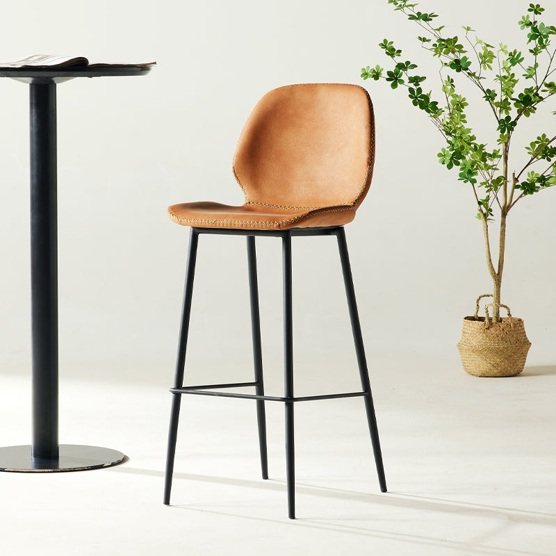 Modern Style Backrest Counter High Stool with Leather Cushion