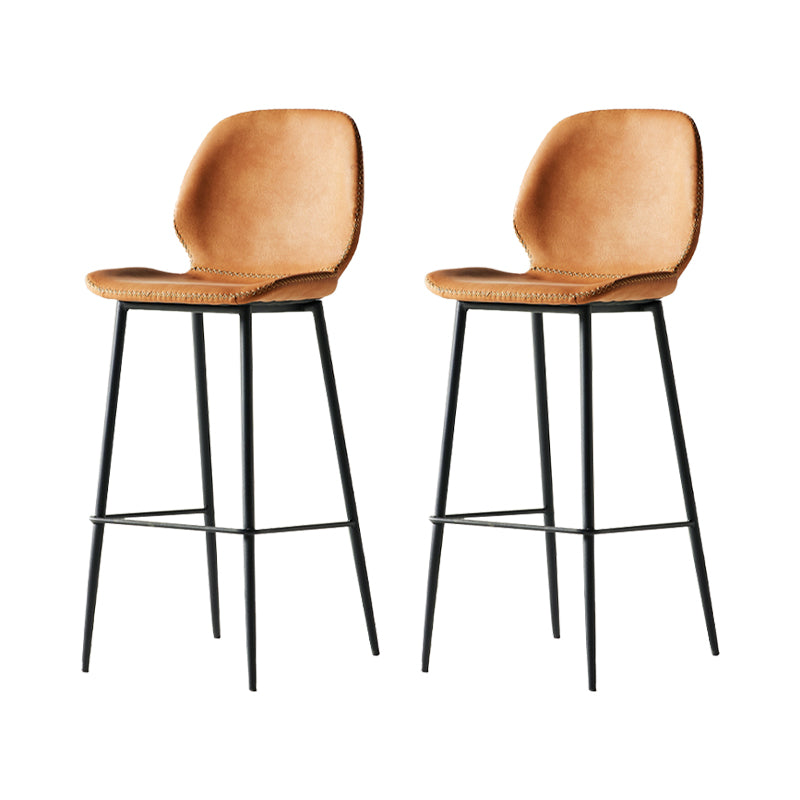 Modern Style Backrest Counter High Stool with Leather Cushion