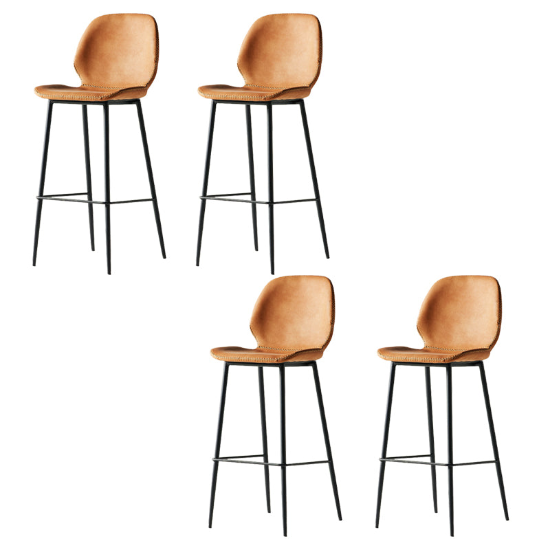 Modern Style Backrest Counter High Stool with Leather Cushion