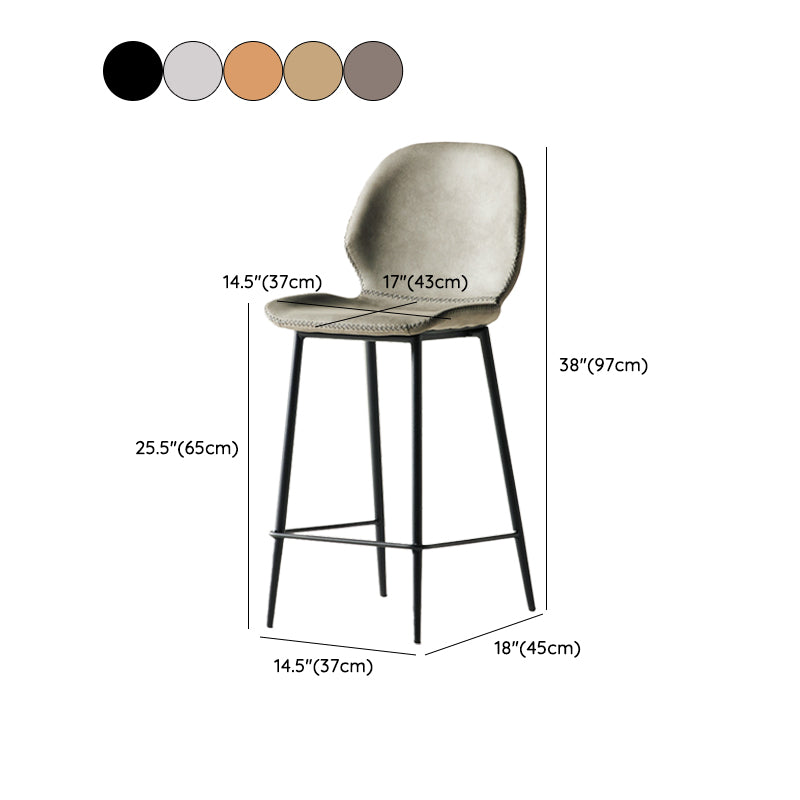 Modern Style Backrest Counter High Stool with Leather Cushion
