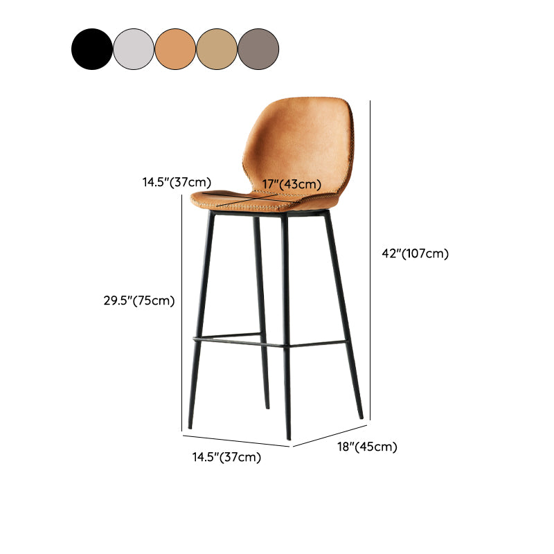 Modern Style Backrest Counter High Stool with Leather Cushion