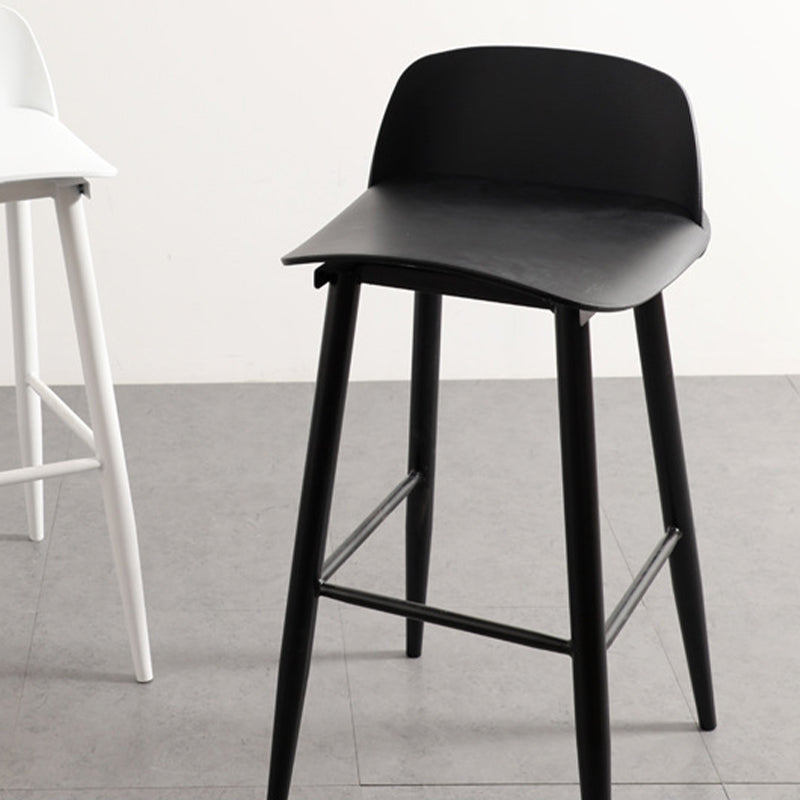 Contemporary Plastic Low Back Armless Bar Stools with Metal Base