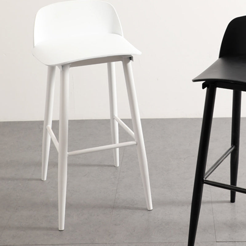 Contemporary Plastic Low Back Armless Bar Stools with Metal Base