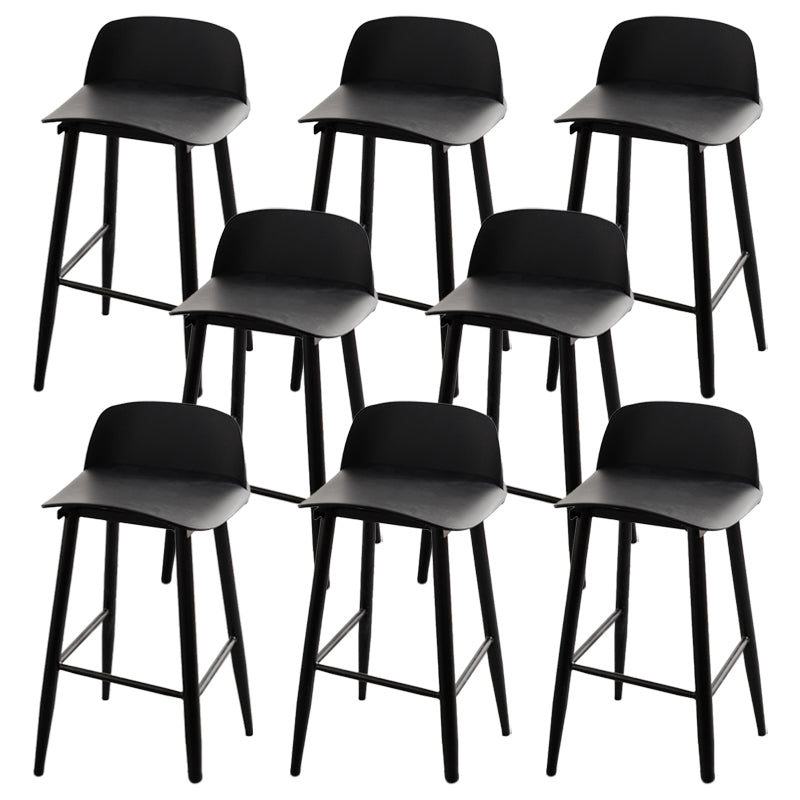 Contemporary Plastic Low Back Armless Bar Stools with Metal Base