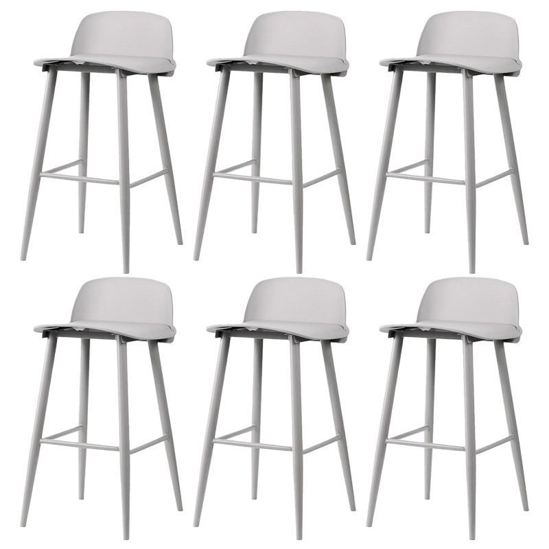Contemporary Plastic Low Back Armless Bar Stools with Metal Base