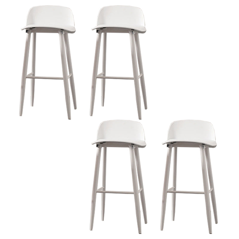 Contemporary Plastic Low Back Armless Bar Stools with Metal Base