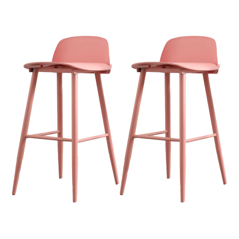Contemporary Plastic Low Back Armless Bar Stools with Metal Base