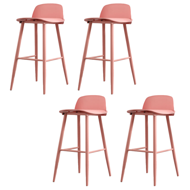 Contemporary Plastic Low Back Armless Bar Stools with Metal Base