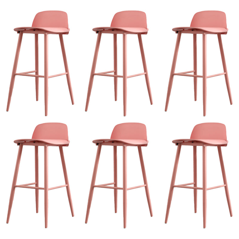 Contemporary Plastic Low Back Armless Bar Stools with Metal Base