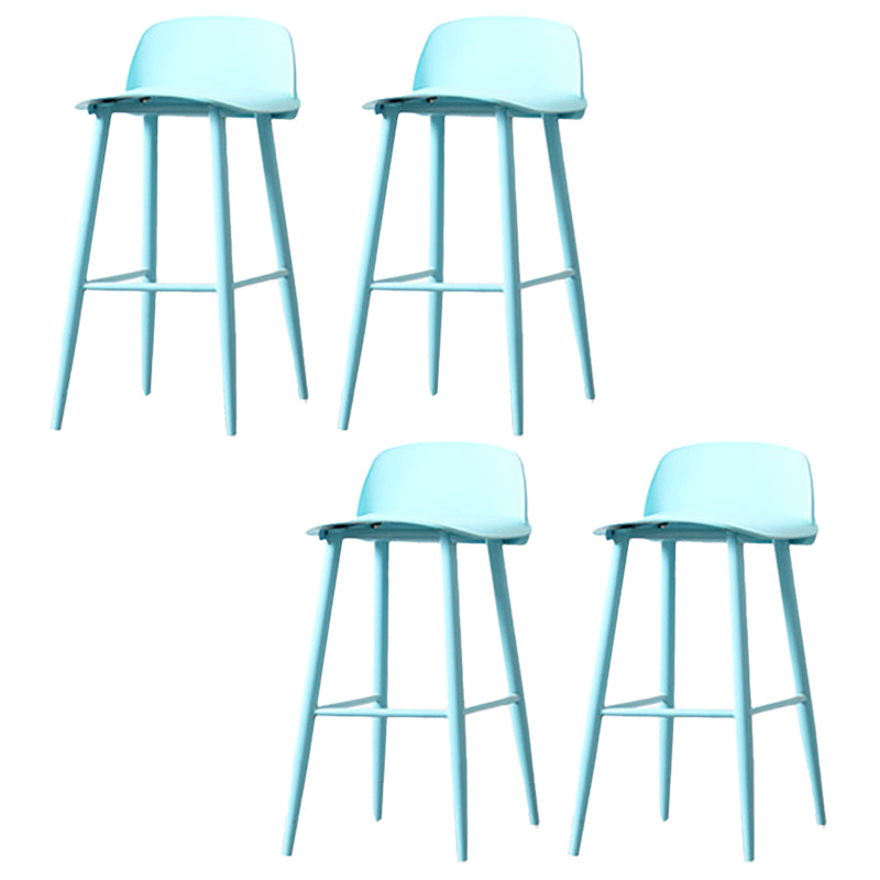 Contemporary Plastic Low Back Armless Bar Stools with Metal Base