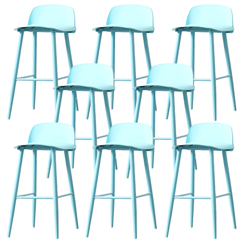 Contemporary Plastic Low Back Armless Bar Stools with Metal Base