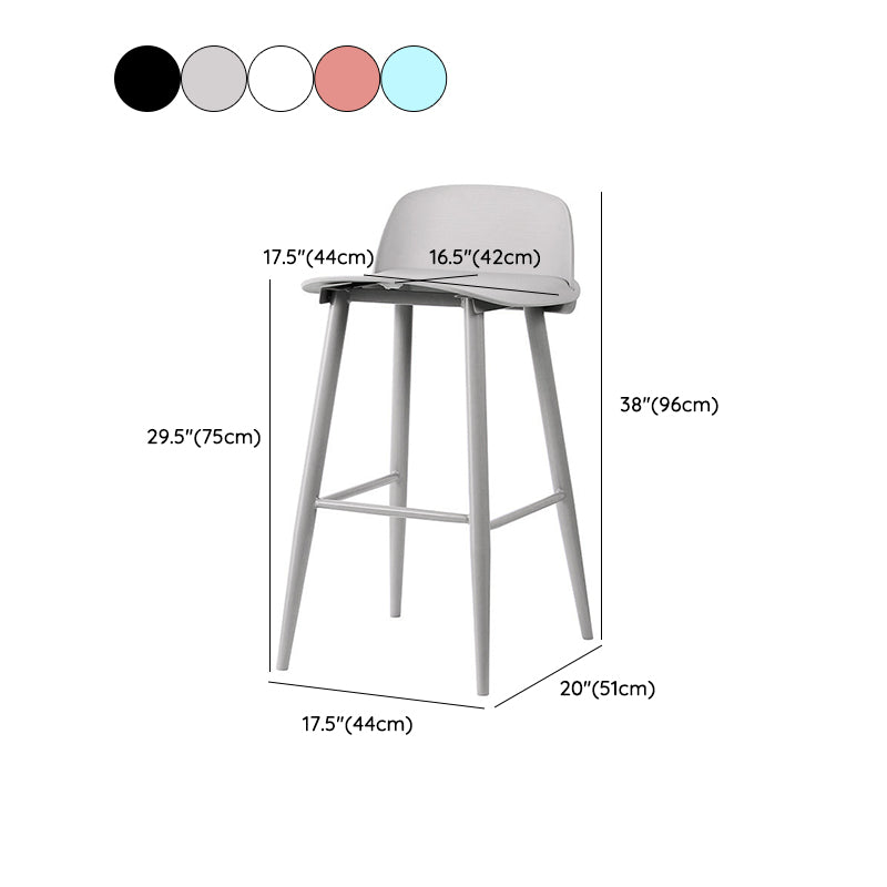 Contemporary Plastic Low Back Armless Bar Stools with Metal Base