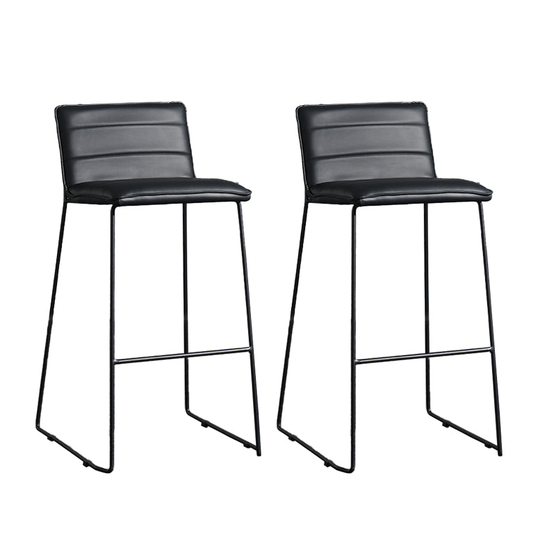 Contemporary Upholstered Armless Bar Stool with Black Metal Base